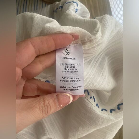 Veronica Beard short white long sleeve boho style dress size medium - Picture 9 of 15